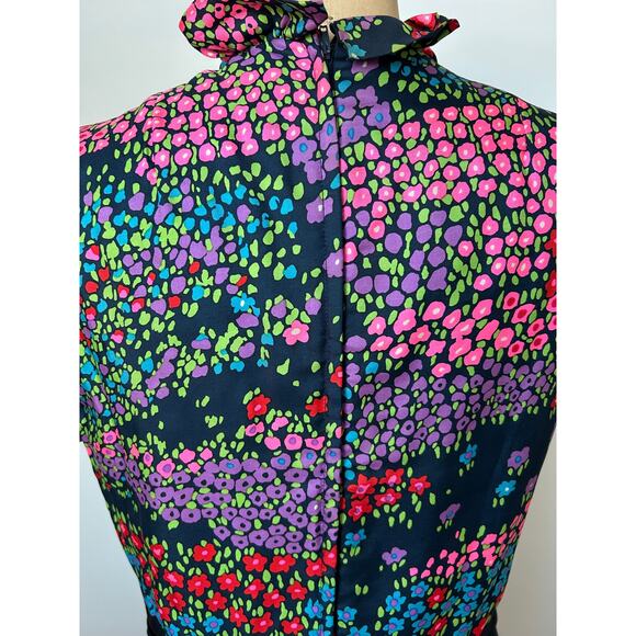 Richard Kaplan Vintage Floral Dress with Ruffles & Bow size XS - Picture 5 of 7